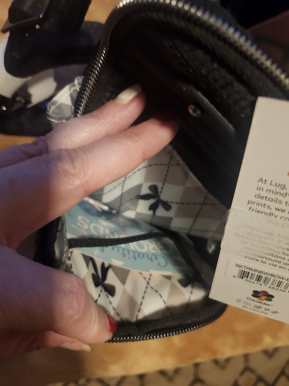 Lug Stowaway Mini Crossbody — Black/Bow Print, NWT - Picture 9 of 10